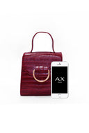 Red Croc Mini Patent Bag With Gold Ring