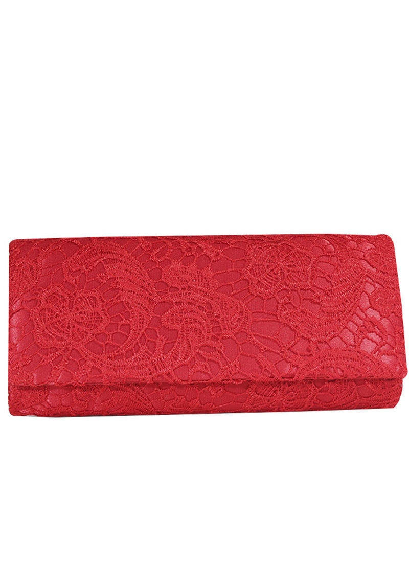 Red Crochet Detail Clutch Bag