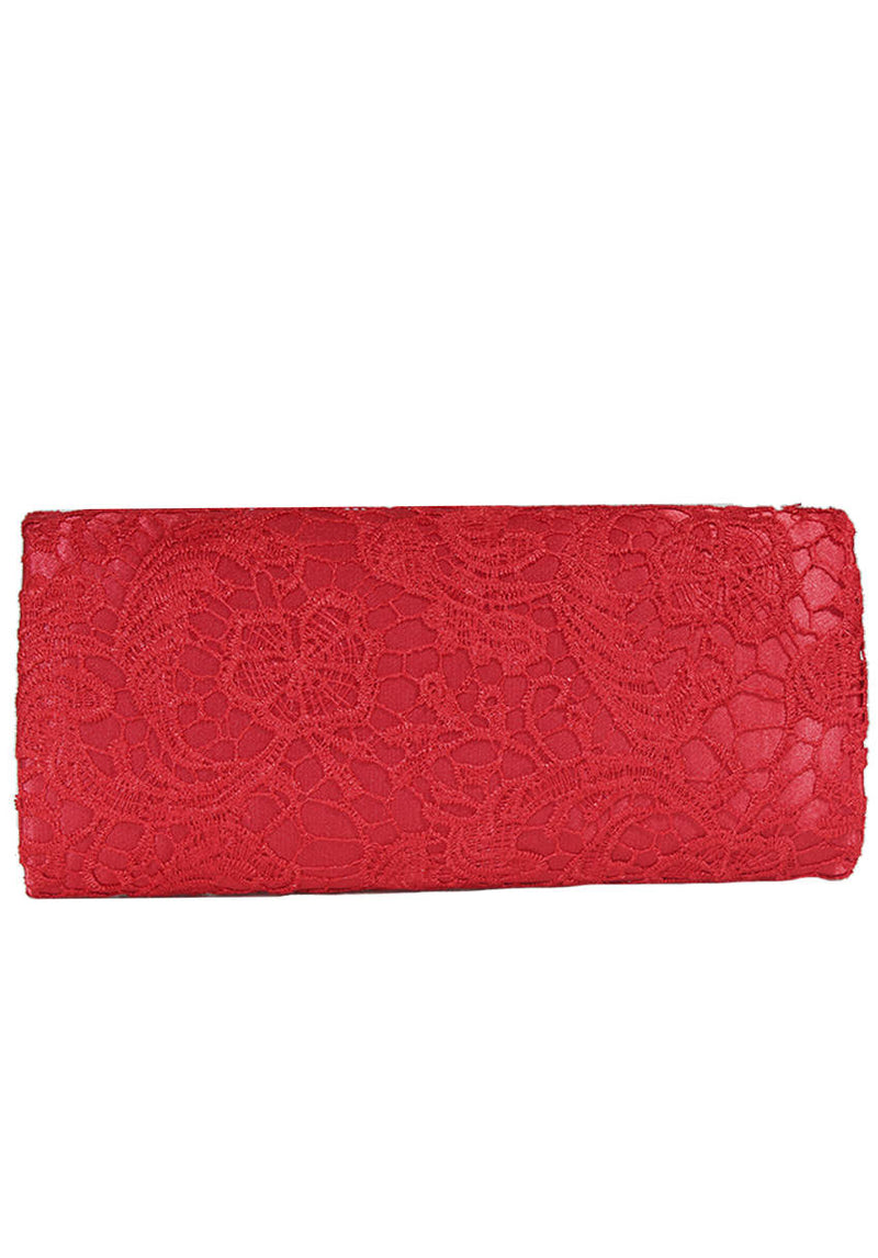 Red Crochet Detail Clutch Bag