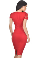 Red Crochet Midi Dress