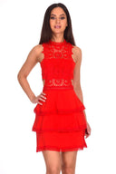 Red Crochet Skater Dress