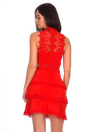 Red Crochet Skater Dress