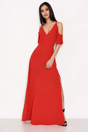 Red Cut Out Shoulder Maxi Dress