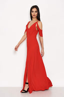 Red Cut Out Shoulder Maxi Dress