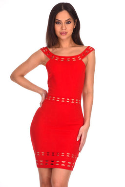Red Cutout Detail Mini Dress