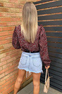 Red Ditsy Frill Shoulder Blouse