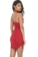 Red Faux Suede Mini Dress