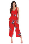 Red Floral Culotte Jumpsuit