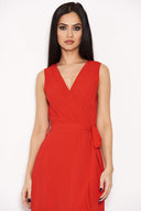 Red Frill Wrap Dress