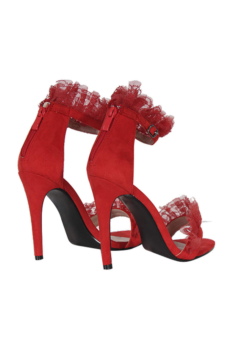 Red Lace Detail Stiletto Heels