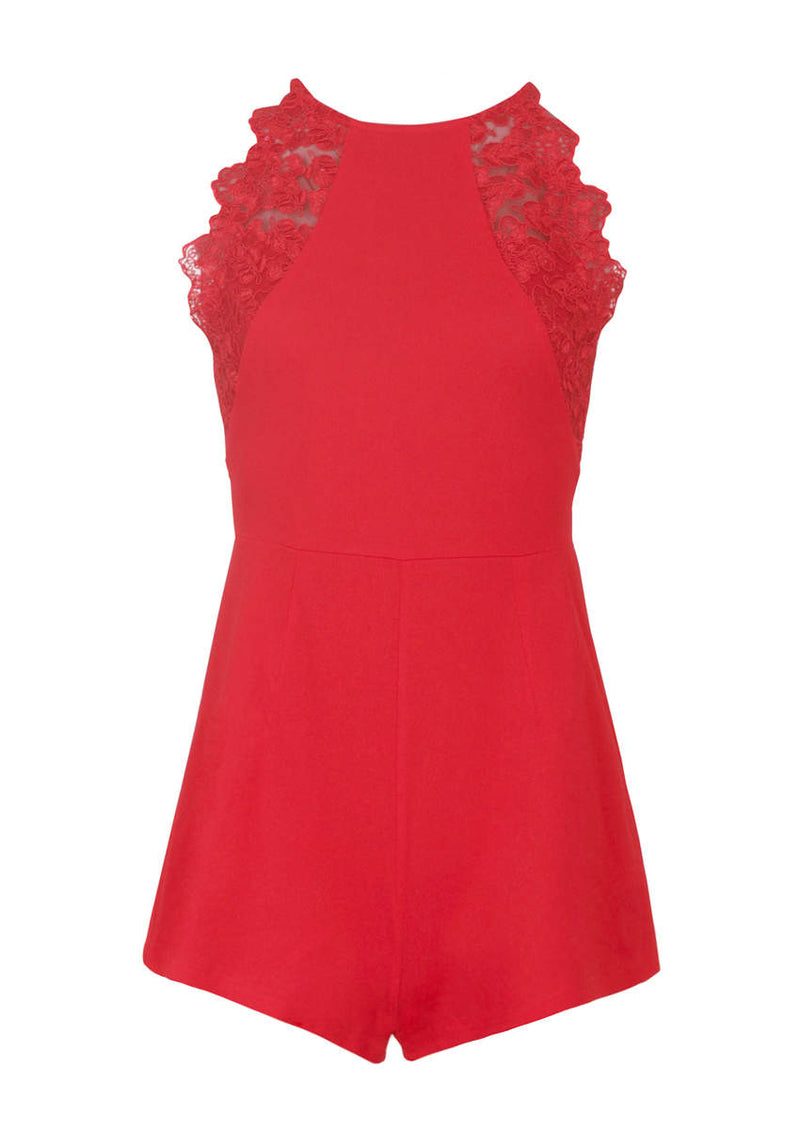 Red sales lace playsuit