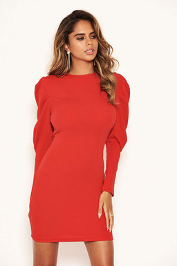Red Long Sleeve Bodycon Dress
