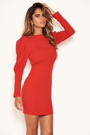 Red Long Sleeve Bodycon Dress