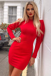 Red Long Sleeve Bodycon Dress