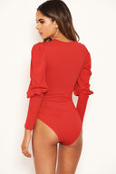 Red Long Sleeve Bodysuit