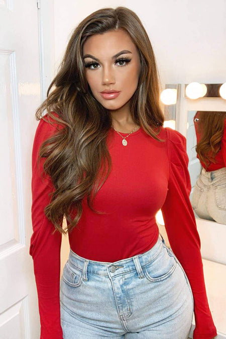 Red Long Sleeve Bodysuit