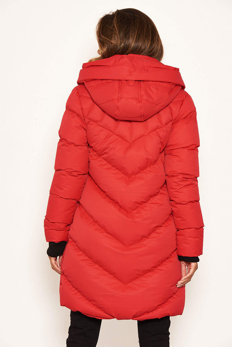 Red Longline Padded Coat