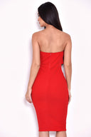 Red Notch Front Bodycon Dress