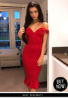 Red Off The Shoulder Fishtail Dress