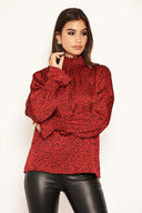 Red Polka Dot High Neck Top