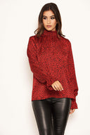 Red Polka Dot High Neck Top