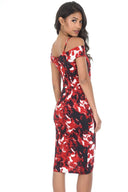 Red Printed Wrap Dress