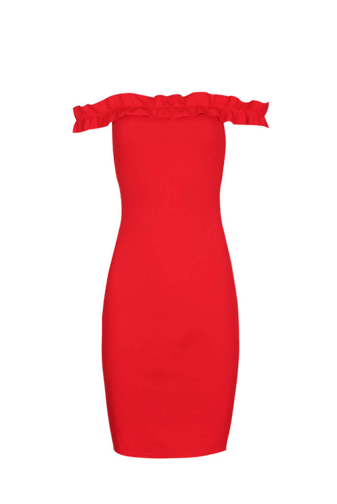 red chiffon bardot ruffle tiered dress Red Chiffon Bardot Ruffle Tiered Dress, PLT, size 4,