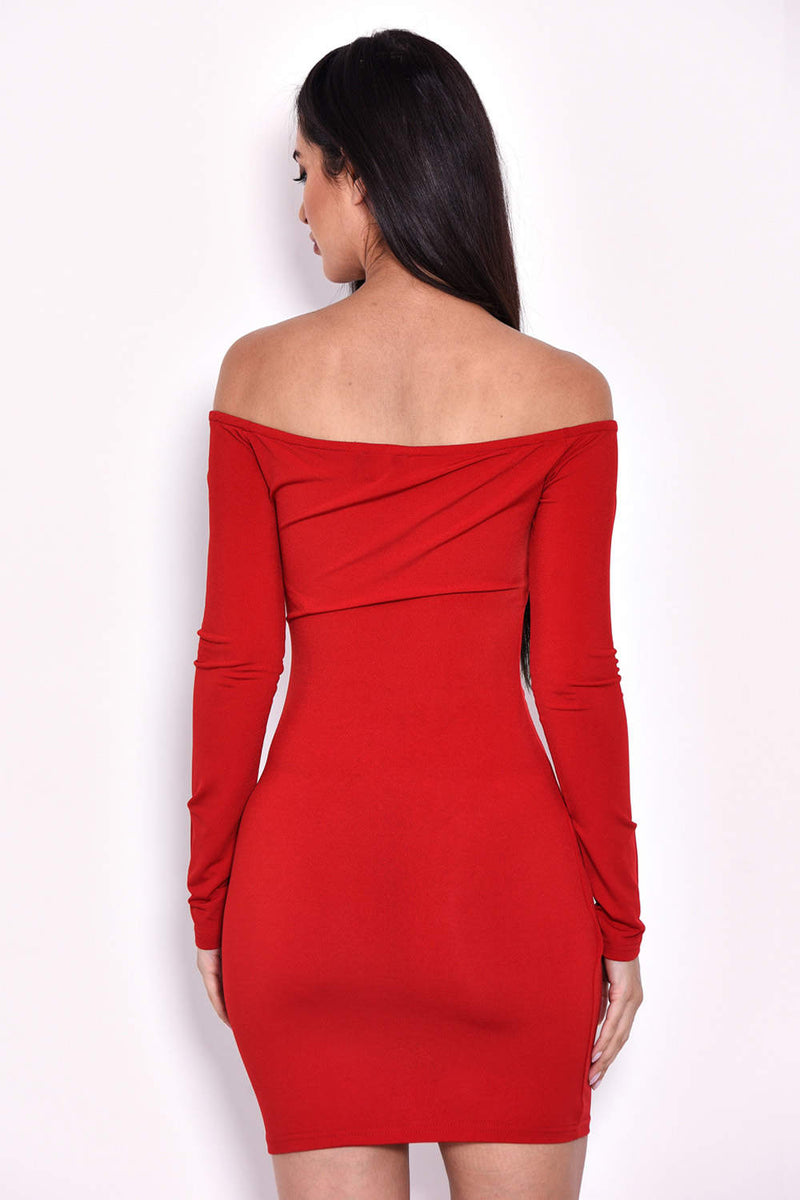 Red Slinky Off The Shoulder Wrap Dress – AX Paris Red Slinky Off The Shoulder Wrap Dress – AX Paris