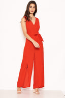 Red Split Leg Jumpsuit