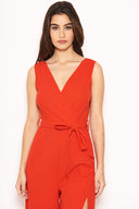 Red Split Leg Jumpsuit