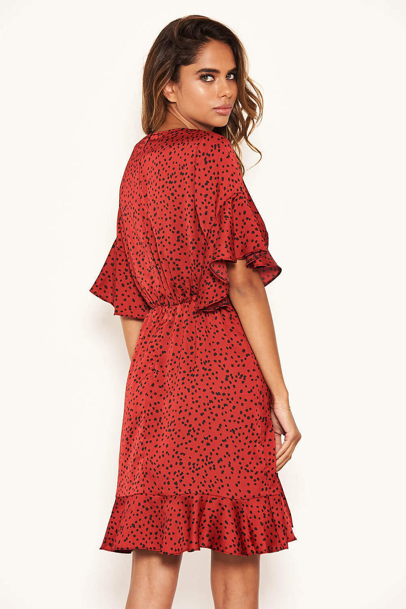 Red Spotty Wrap Dress
