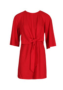 Red Tie Waist Flared Mini Dress
