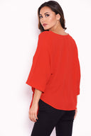 Red Wide Sleeve Top