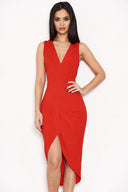 Red Wrap Bodycon Dress