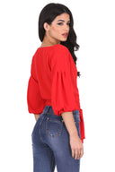 Red Wrap Crop Top