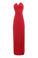 Red Notch Front Maxi Dress