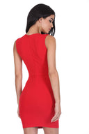 Red V-Front Bodycon Dress