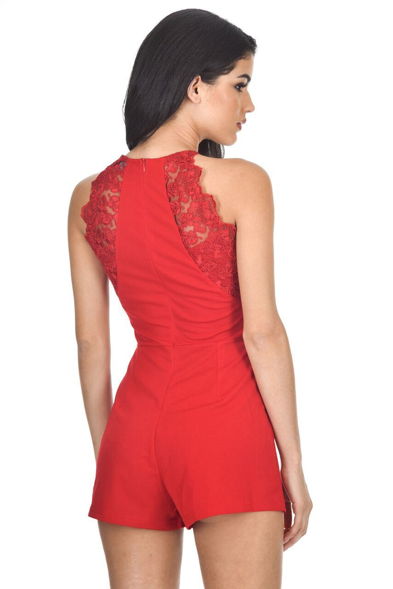 Red sales lace playsuit