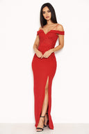 Red Crochet Detail Double Strap Maxi Dress