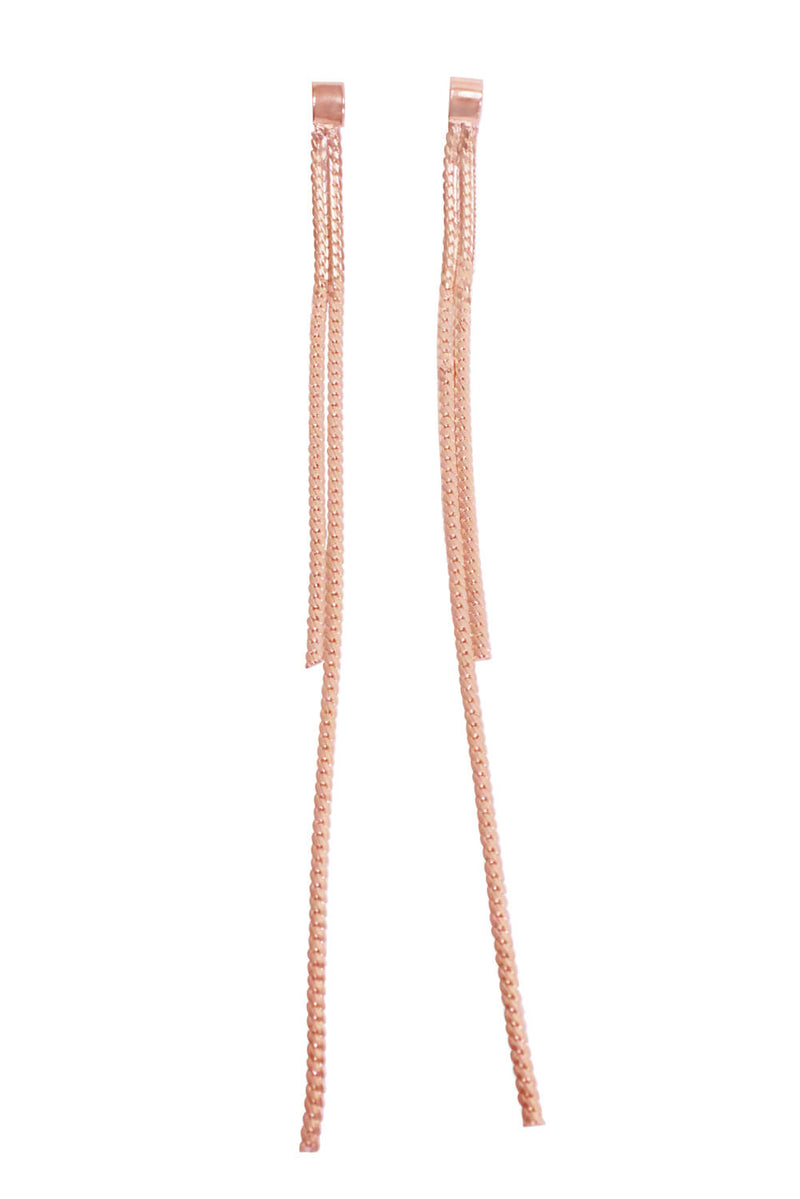 Rose Gold Square Sleek Drop Earrings