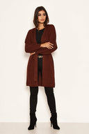 Rust Belted Batwing Knit Cardigan