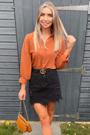 Rust Dip Hem Shirt
