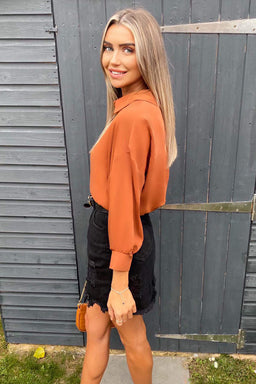 Rust Dip Hem Shirt