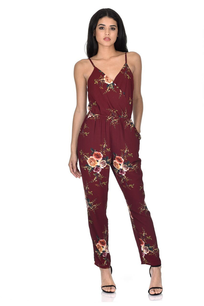 Rust Floral Printed Jumpsuit