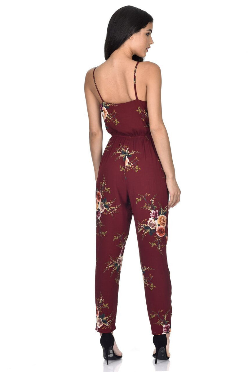 Rust Floral Printed Jumpsuit