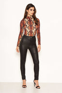 Rust Snake Print High Neck Bodysuit