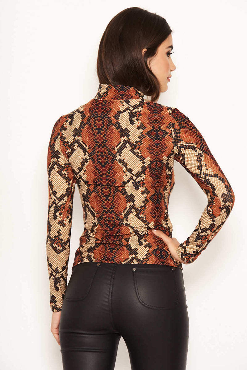 High neck deals snakeskin top