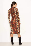 Rust Snake Print Midi Dress