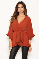 Rust Wrap Frill Top