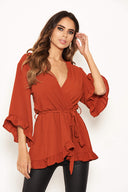 Rust Wrap Frill Top